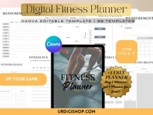 Digital Fitness Planner Printable Editable Canva Template